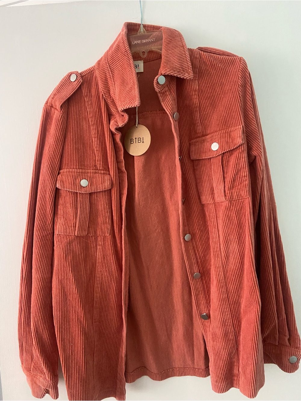BiBi Rust Orange Corduroy Button-Front Jacket new never worn